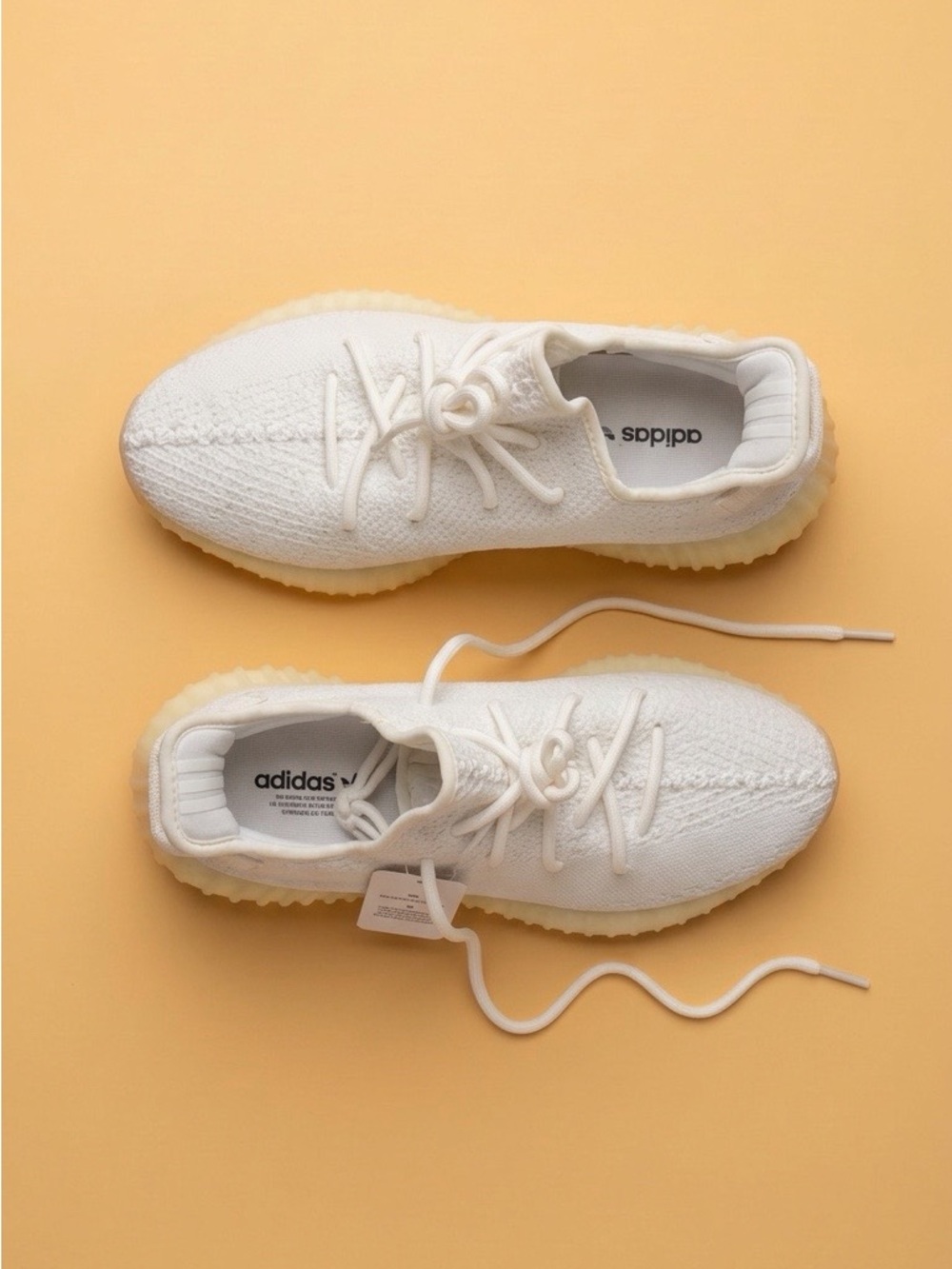 adidas Women's Off-White Knit Lace-Up Sneakers